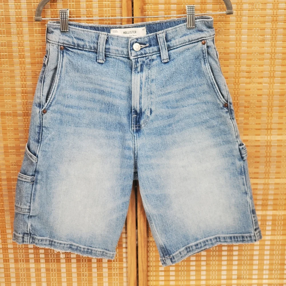 ☆ Hollister Baggy Carpenter Denim Shorts Light Wash Size W26